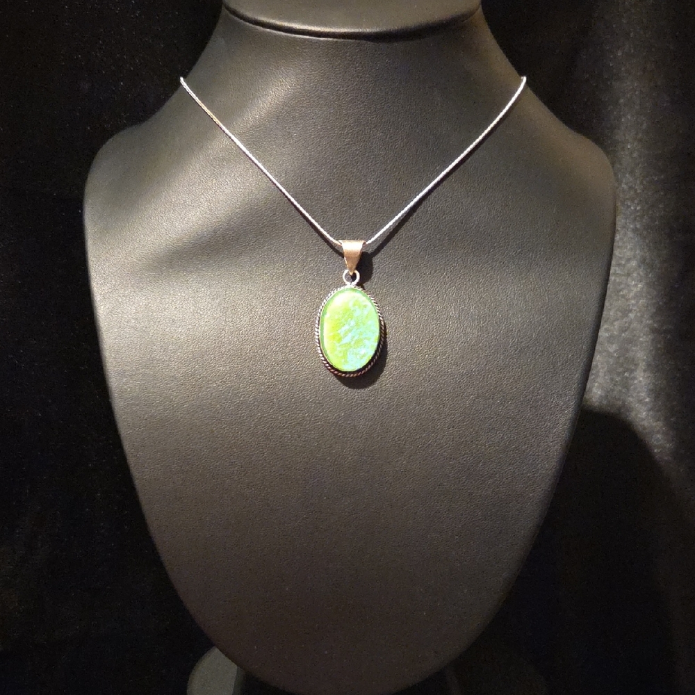 New Green Triplet Opal 925 Silver Plated Pendant Necklace